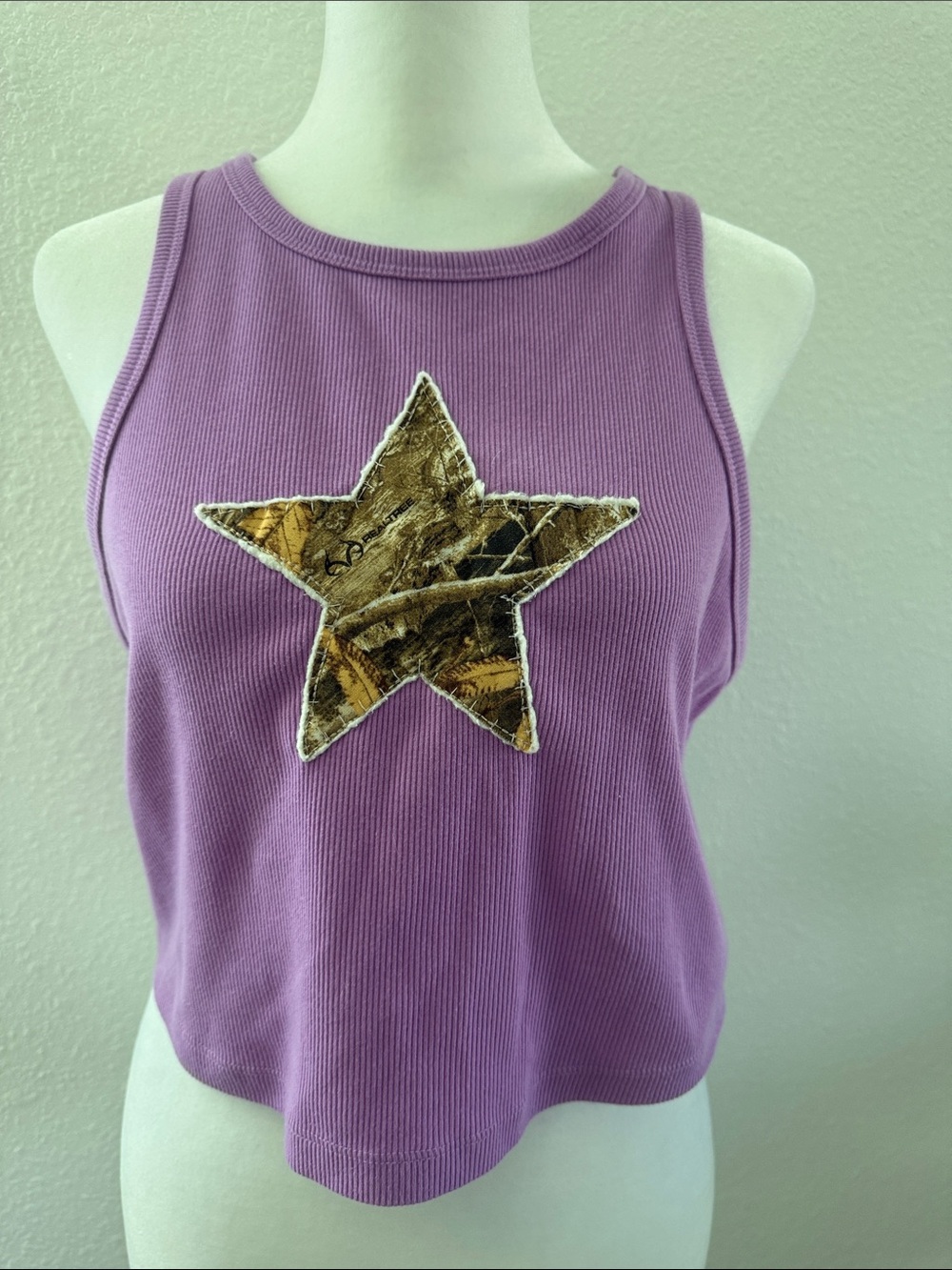 wild fable Lavender Ribbed Tank with Camo Star